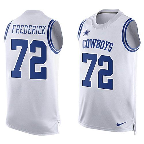  Cowboys #72 Travis Frederick White Men's Stitched NFL Limited Tank Top Jersey